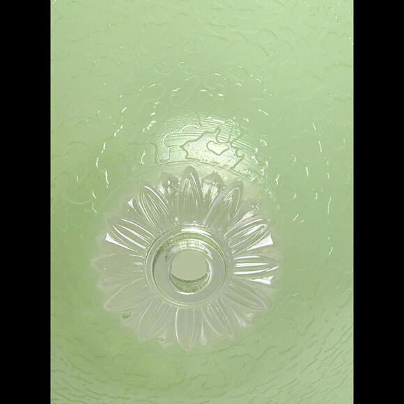 Vintage Deco Green Textured Thick Glass Ceiling Shade Bow Ribbon Accent Deco 12" - Picture 6 of 14